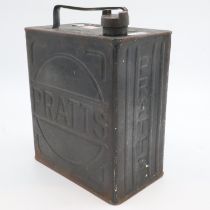 Pratts gallon oil can with brass cap, H: 27 cm UK P&P Group 3 (£30+VAT for the first lot and £8+