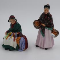 Two Royal Doulton figurines, Silks and Ribbons and Orange Lady, no chips or cracks. UK P&P Group