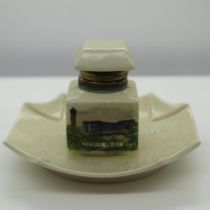 Ceramic Crystal Palace Exhibition inkwell, D: 10 cm. UK P&P Group 2 (£20+VAT for the first lot