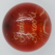 Glass paperweight for Frederic Brock for 1889 Exposition. UK P&P Group 1 (£16+VAT for the first