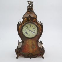 French 20th century boulle shaped table clock, H: 33 cm. UK P&P Group 3 (£30+VAT for the first lot