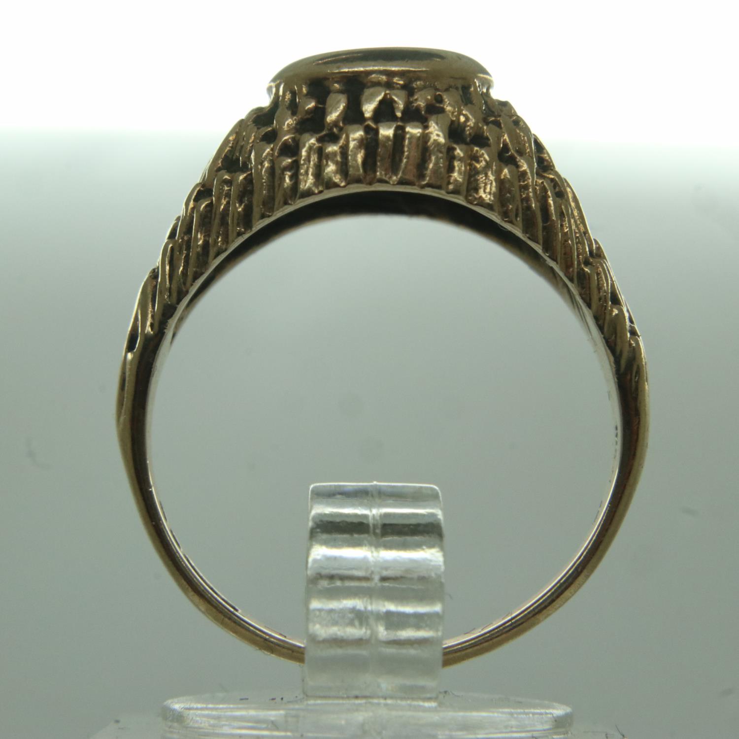 9ct gold gents ring set with diamond, size N, 4.6g. UK P&P Group 0 (£6+VAT for the first lot and £ - Image 2 of 3