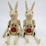 Two wooden shelf rabbits, H: 37 cm. UK P&P Group 2 (£20+VAT for the first lot and £4+VAT for