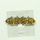 9ct gold diamond and citrine set ring, size N/O, 2.0g. UK P&P Group 0 (£6+VAT for the first lot