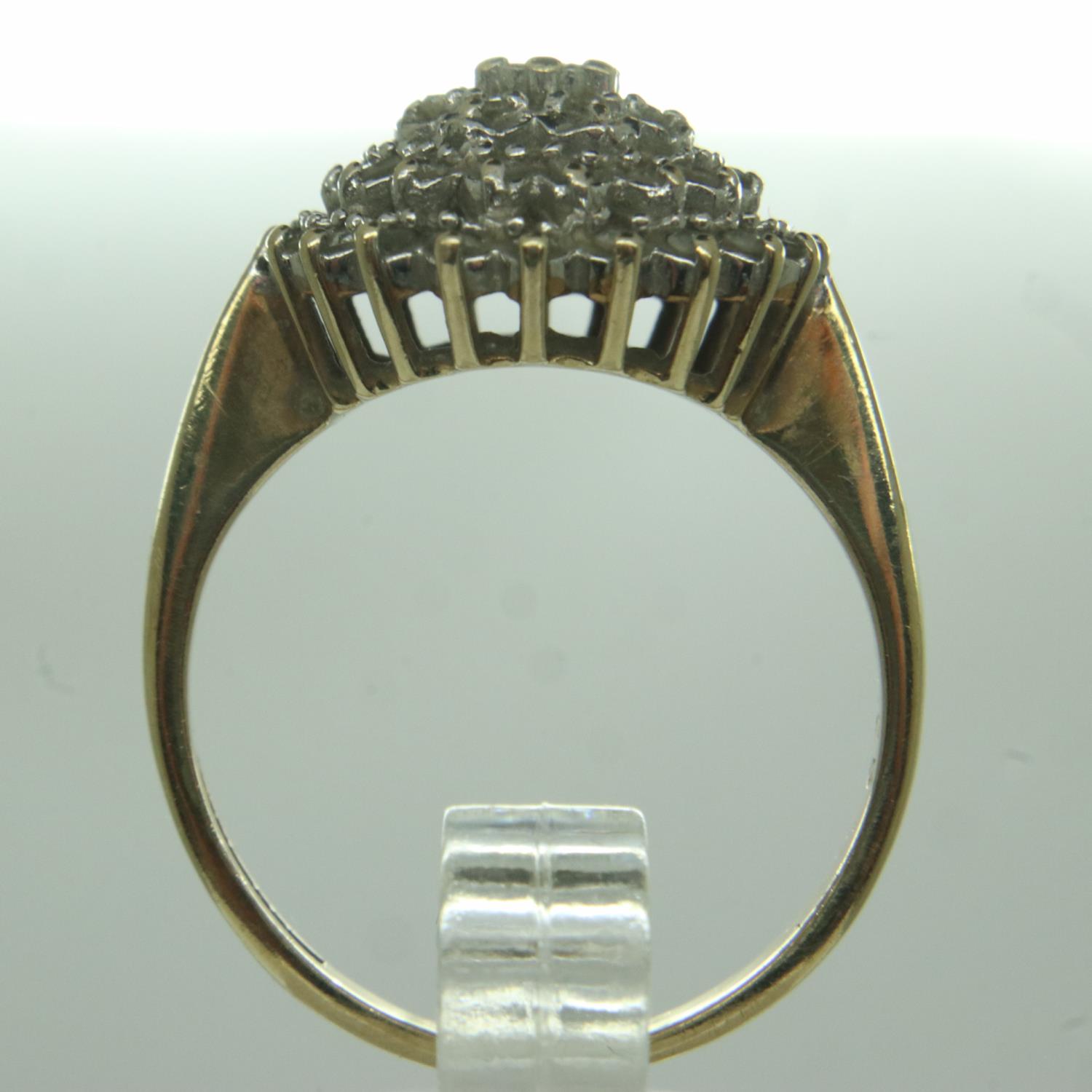 9ct gold diamond cluster ring, size L, 3.1g. UK P&P Group 0 (£6+VAT for the first lot and £1+VAT for - Image 2 of 3