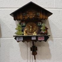20th century German Black Forest wall clock, twin weight with cuckoo., H: 25 cm. UK P&P Group 3 (£