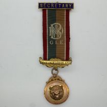 9ct gold RAOB secretary's jewel, 4724 Tawd Vale Lodge, medal 15.2g, boxed. UK P&P Group 0 (£6+VAT