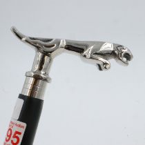 Chrome Jaguar handle walking stick, L: 88 cm. UK P&P Group 3 (£30+VAT for the first lot and £8+VAT