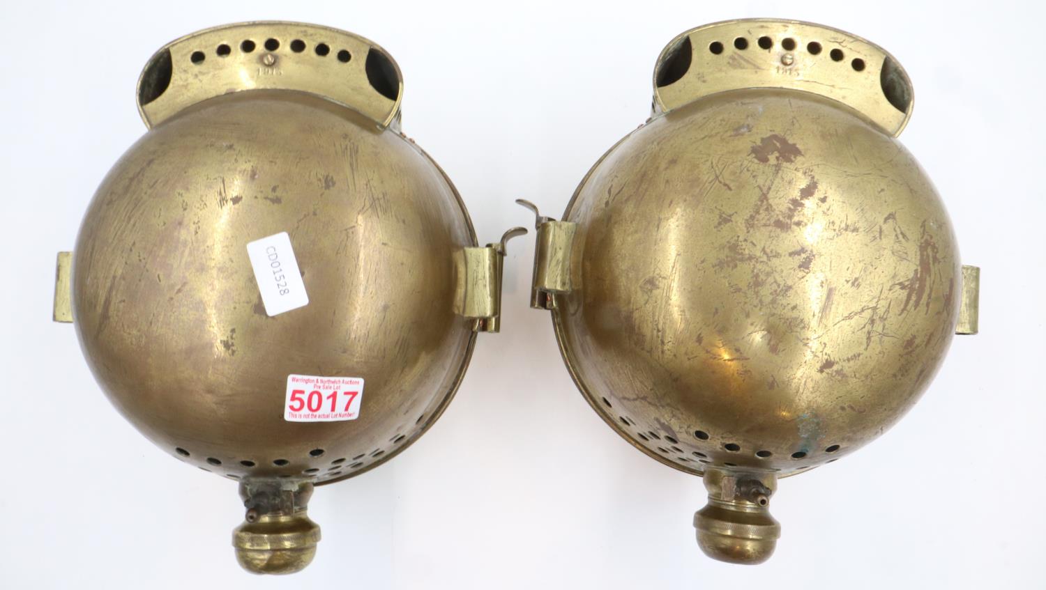 ***WITHDRAWN***Pair of large brass lamps marked Ramon Camano Buenos Aires D: 26 cm. Not available - Image 3 of 3