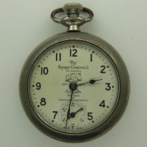 Chrome Sesqui-Centennial crown wind pocket watch for the 1926 Philadelphia exposition. UK P&P