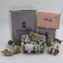 Two Lladro figures 05735, Big Sister, boxed, and 05448, Naptime, boxed, together with a Nao figure