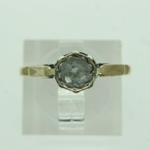 **** WITHDRAWN ****9ct gold solitaire ring set with a large white topaz, misshapen, 1.7g. UK P&P