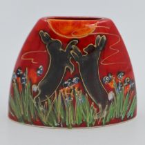 Anita Harris vase, Boxing Hares, signed in gold, no chips or cracks, H: 12 cm. UK P&P Group 1 (£16+