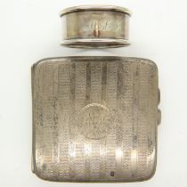 ***WITHDRAWN***Hallmarked silver cigarette case with a hallmarked silver napkin ring, combined 125g.