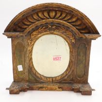 Continental gilt arch mounted mirror, H: 37 cm. Not available for in-house P&P