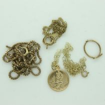 Mixed 9ct gold jewellery, broken/requires repair, combined 4.2g. UK P&P Group 0 (£6+VAT for the