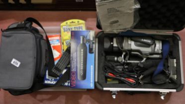 Sony Digital video camera recorder model DCR-VX100E, in Sony aluminium fitted case with accessories.