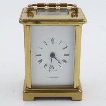 H Samuel brass cased carriage clock, not working at lotting, H: 12 cm. UK P&P Group 2 (£20+VAT for