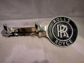 Cast aluminium Rolls Royce key/coat hanger, L: 30 cm. UK P&P Group 2 (£20+VAT for the first lot