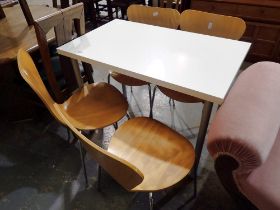 White table and four Bentwood chairs. Not available for in-house P&P