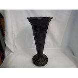 Wedgwood black basalt vase with repairs, H: 30 cm. UK P&P Group 3 (£30+VAT for the first lot and £