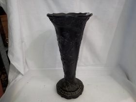 Wedgwood black basalt vase with repairs, H: 30 cm. UK P&P Group 3 (£30+VAT for the first lot and £