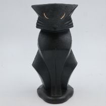 Art deco cast iron black cat H: 26 cm. UK P&P Group 2 (£20+VAT for the first lot and £4+VAT for