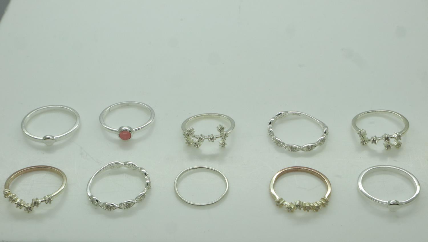 Ten 925 silver rings, combined 14g. UK P&P Group 1 (£16+VAT for the first lot and £2+VAT for