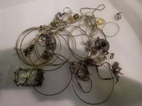 Quantity of white metal costume jewellery including bangles. UK P&P Group 1 (£16+VAT for the first