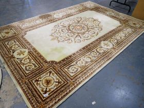 Large cream floor rug with floral pattern. Not available for in-house P&P