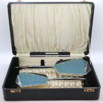 Boxed chrome Deco brush and mirror set. UK P&P Group 3 (£30+VAT for the first lot and £8+VAT for