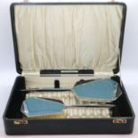 Boxed chrome Deco brush and mirror set. UK P&P Group 3 (£30+VAT for the first lot and £8+VAT for
