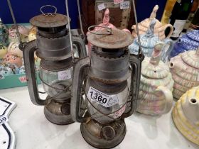 Pair of vintage Kwang HWA 206 paraffin storm lanterns. UK P&P Group 3 (£30+VAT for the first lot and