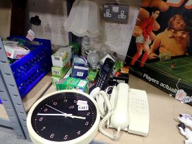 Mixed items including telephones and a clock. Not available for in-house P&P