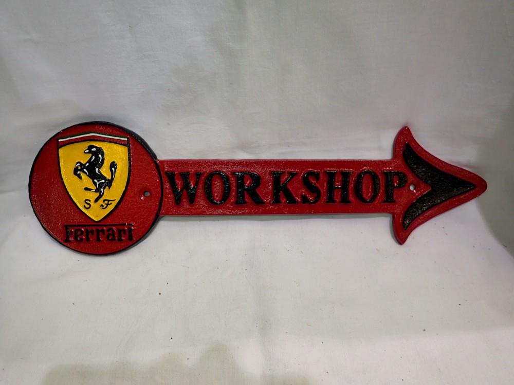 Cast iron Ferrari workshop arrow, L :40 cm UK P&P Group 1 (£16+VAT for the first lot and £2+VAT