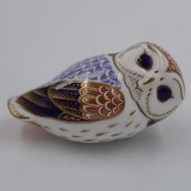 Royal Crown Derby owl, first quality, no cracks or chips, L: 12 cm. UK P&P Group 1 (£16+VAT for
