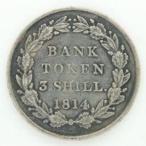 1814 Bank of England 'emergency' silver token - nEF grade. UK P&P Group 0 (£6+VAT for the first