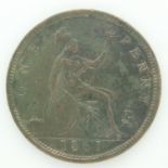 1861 penny of Queen Victoria - gVF grade. UK P&P Group 0 (£6+VAT for the first lot and £1+VAT for