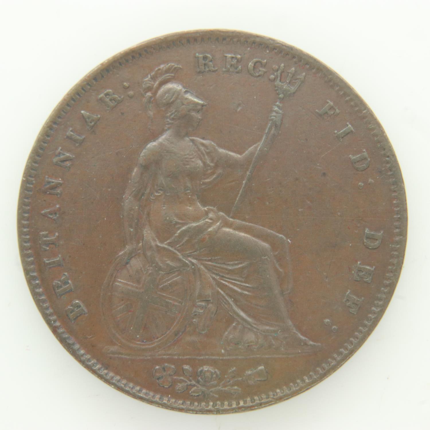 1858 penny of Queen Victoria - nEF grade. UK P&P Group 0 (£6+VAT for the first lot and £1+VAT for
