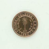 1890 Ceylonese quarter cent of Queen Victoria - Gvf. UK P&P Group 0 (£6+VAT for the first lot and £