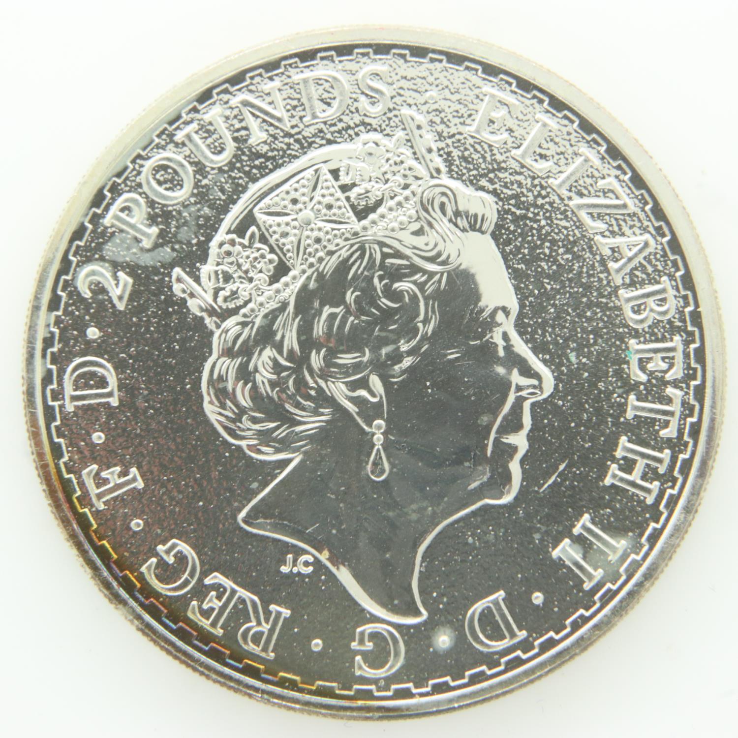 2016 Britannia one ounce silver bullion round. UK P&P Group 0 (£6+VAT for the first lot and £1+VAT - Image 2 of 2