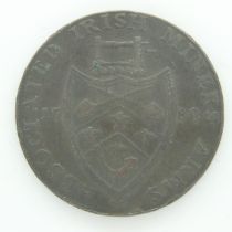 1789 Cronebane Irish mining halfpenny token - aVF grade. UK P&P Group 0 (£6+VAT for the first lot