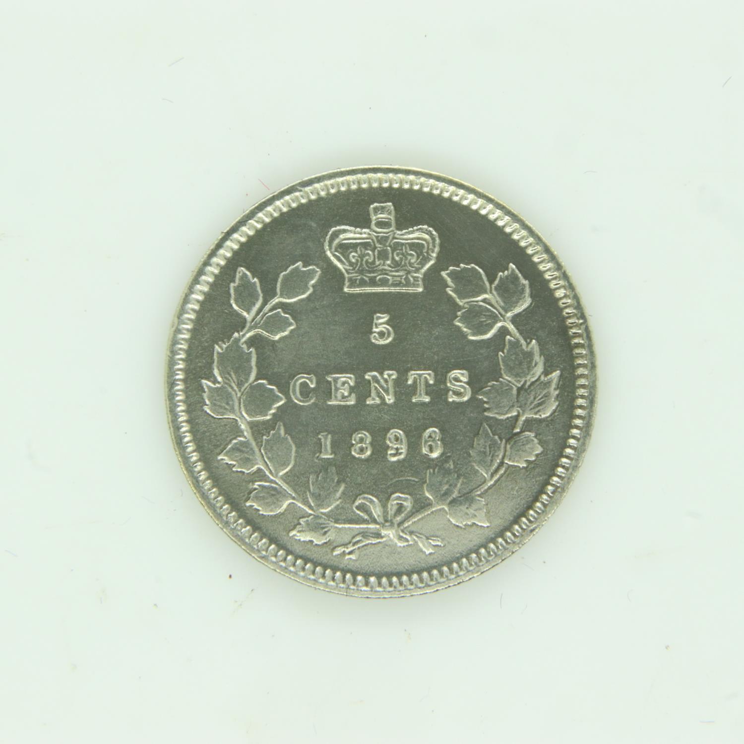 1896 Canadian silver 5 cents of Queen Victoria - EF grade. UK P&P Group 0 (£6+VAT for the first