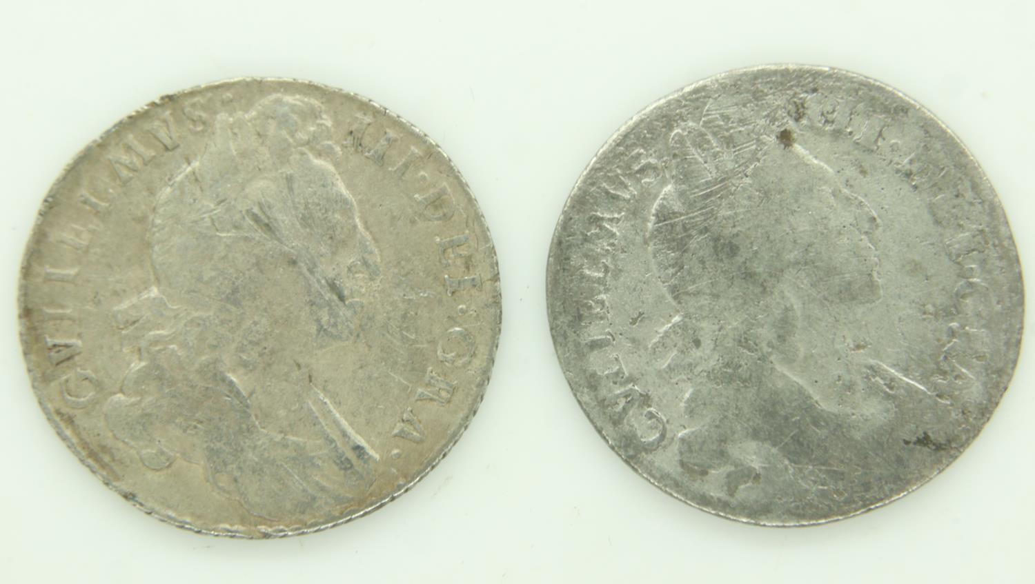 Two silver sixpences of William III - circulated grades. UK P&P Group 0 (£6+VAT for the first lot - Image 2 of 2