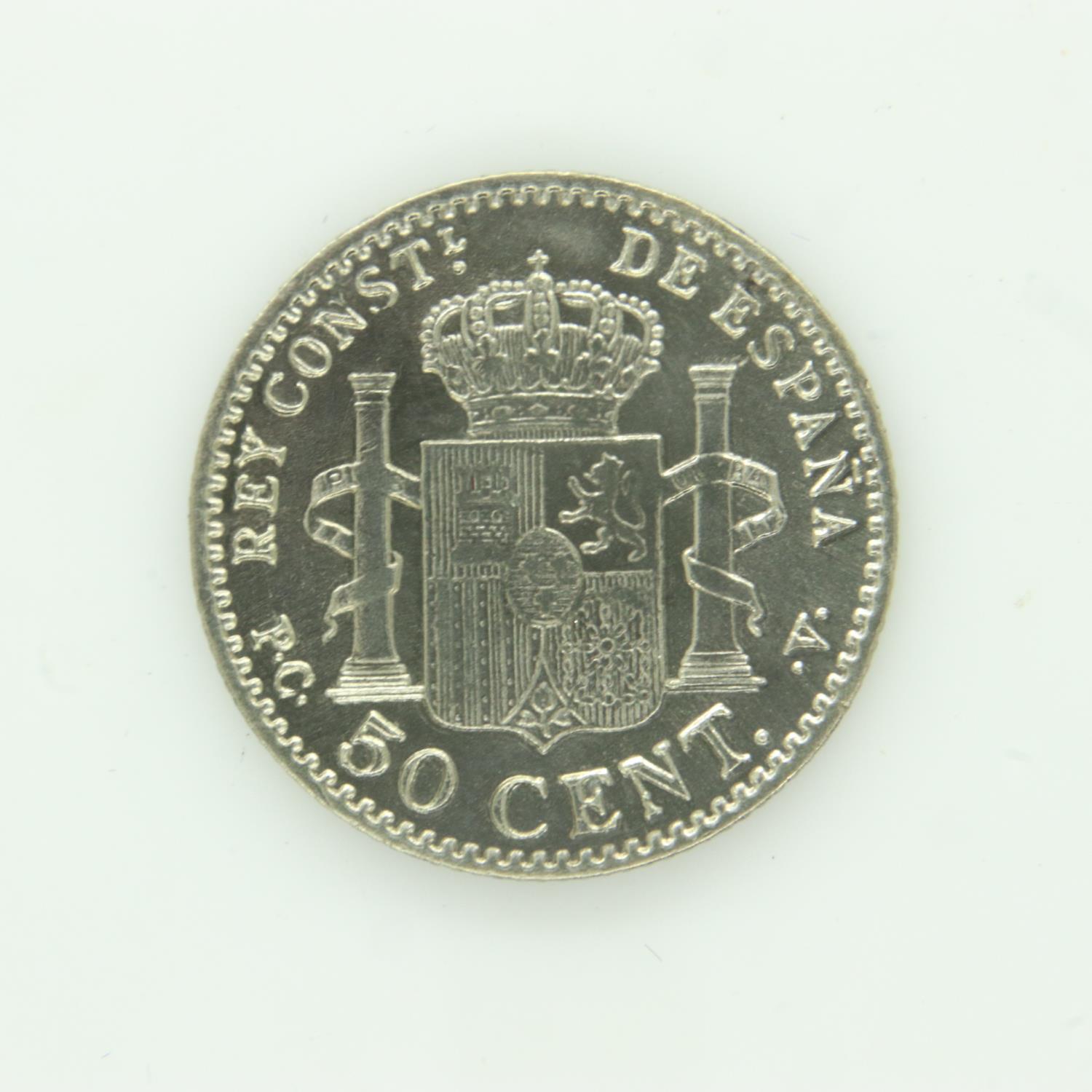 1904 Spanish silver 50 cents - EF grade. UK P&P Group 0 (£6+VAT for the first lot and £1+VAT for