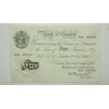1944 Peppiatt white £5 note, numbered E50 087435, creased but good. UK P&P Group 1 (£16+VAT for