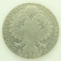 Restrike 1780 Austrian silver Maria Theresa - EF grade. UK P&P Group 0 (£6+VAT for the first lot and