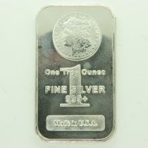 USA silver one ounce silver bullion ingot. P&P Group 0 (£6+VAT for the first lot and £1+VAT for