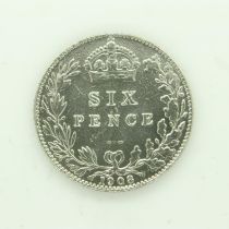 1908 silver sixpence of Edward VII - VF grade. UK P&P Group 0 (£6+VAT for the first lot and £1+VAT