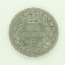 1836 silver shilling of William IV - F grade. UK P&P Group 0 (£6+VAT for the first lot and £1+VAT
